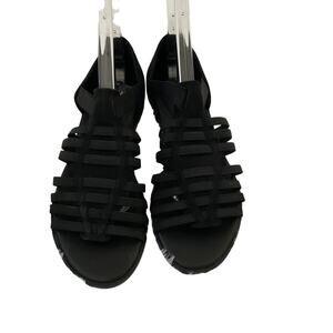 Eileen Fisher Black Leather Fisherman Sandals - Size 7.5